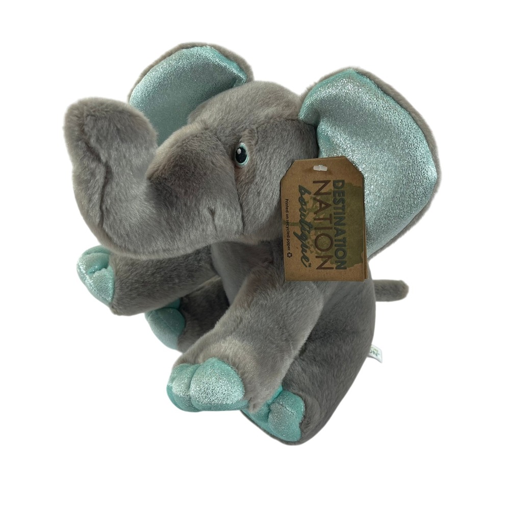 Aurora Destination Nation Mint Elephant Plush 12" Stuffed Toy Lovey - Picture 2 of 4